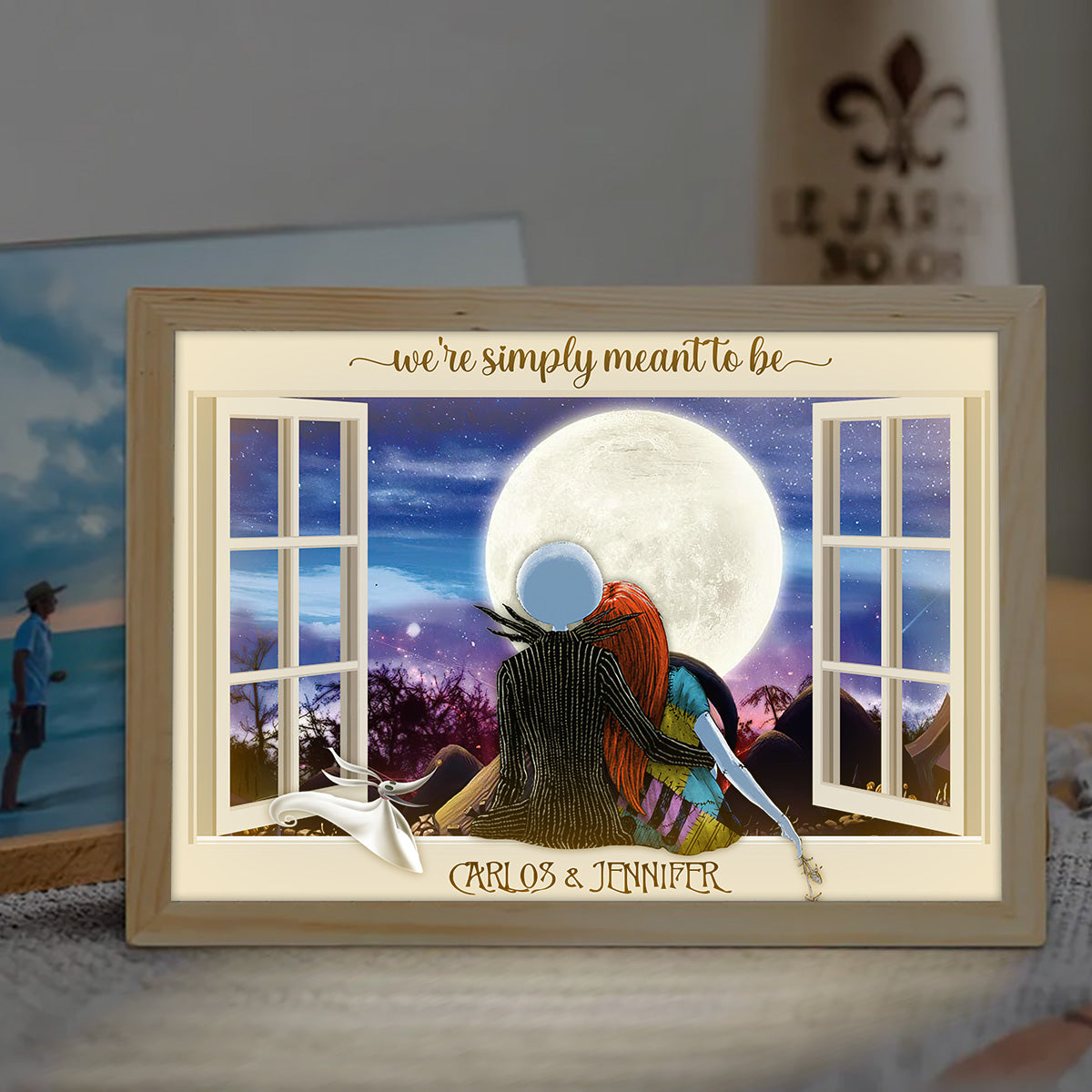 We're Simply Meant To Be Nightmare Couple - Personalized Nightmare Light Photo Frame