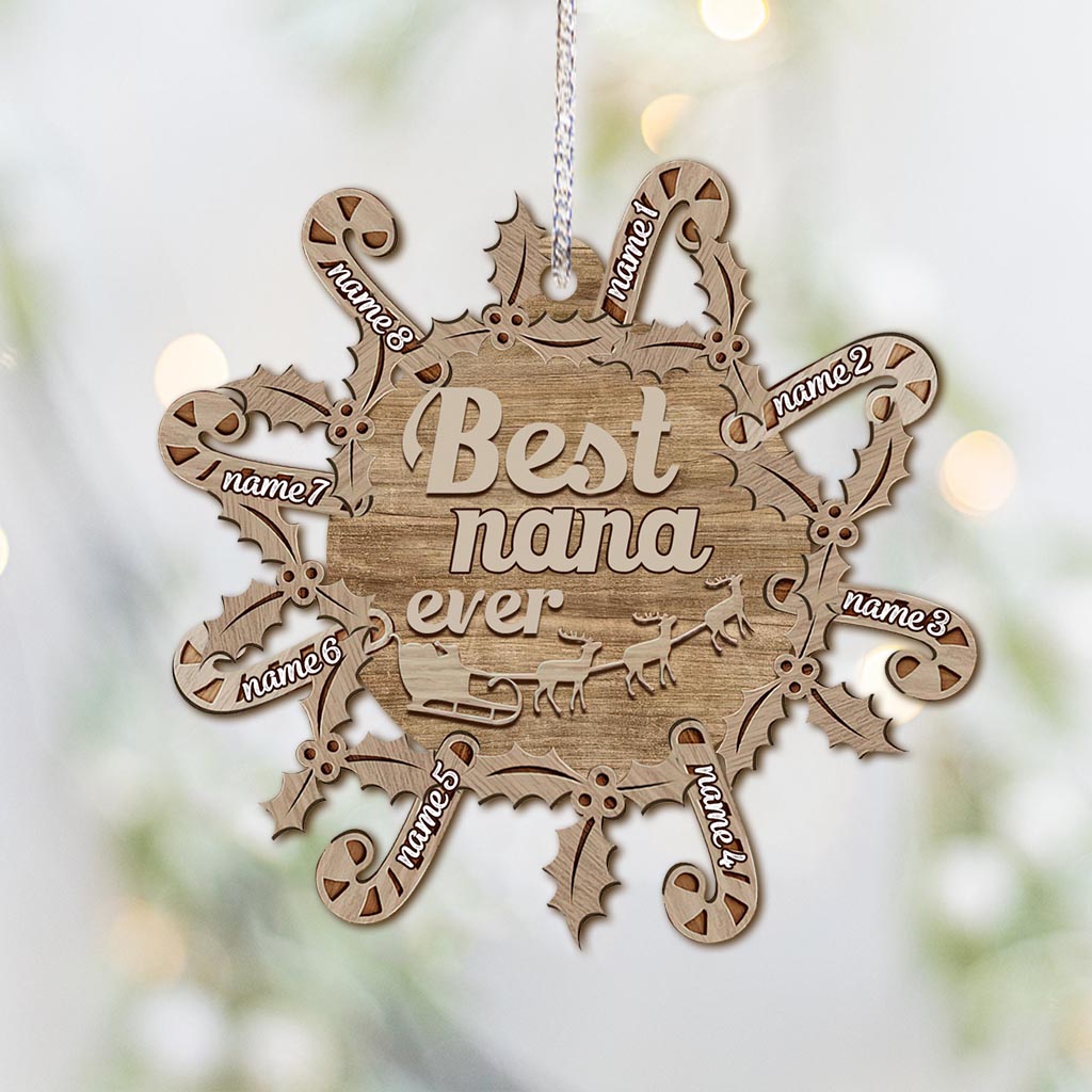 Best Grandma Ever - Personalized Christmas Grandma Ornament (Printed On Both Sides)
