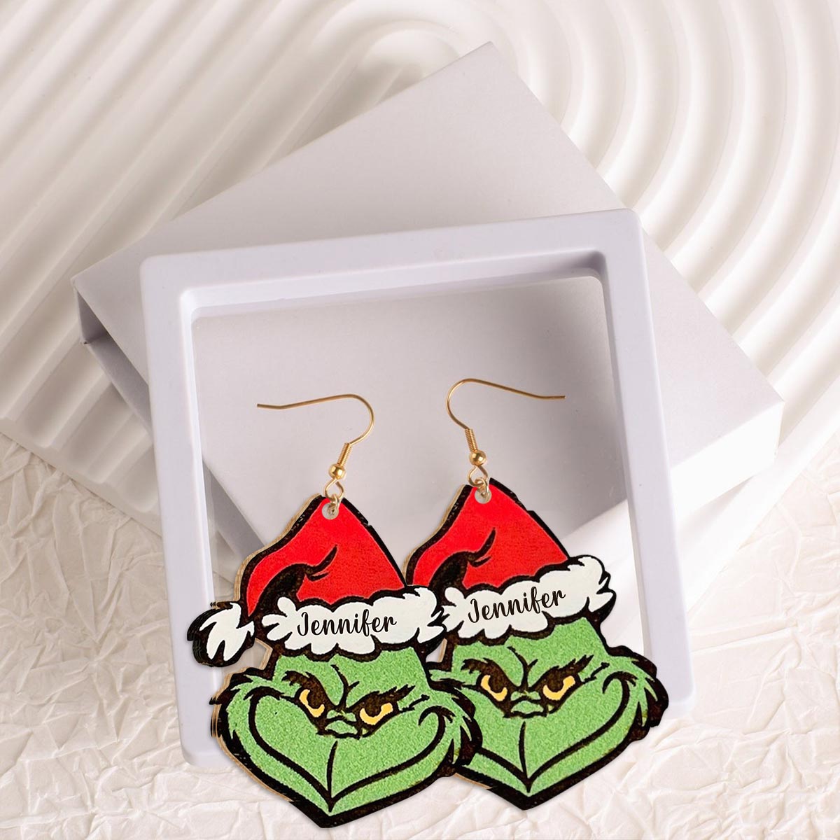Merry Christmas - Personalized Stole Christmas Wooden Earrings