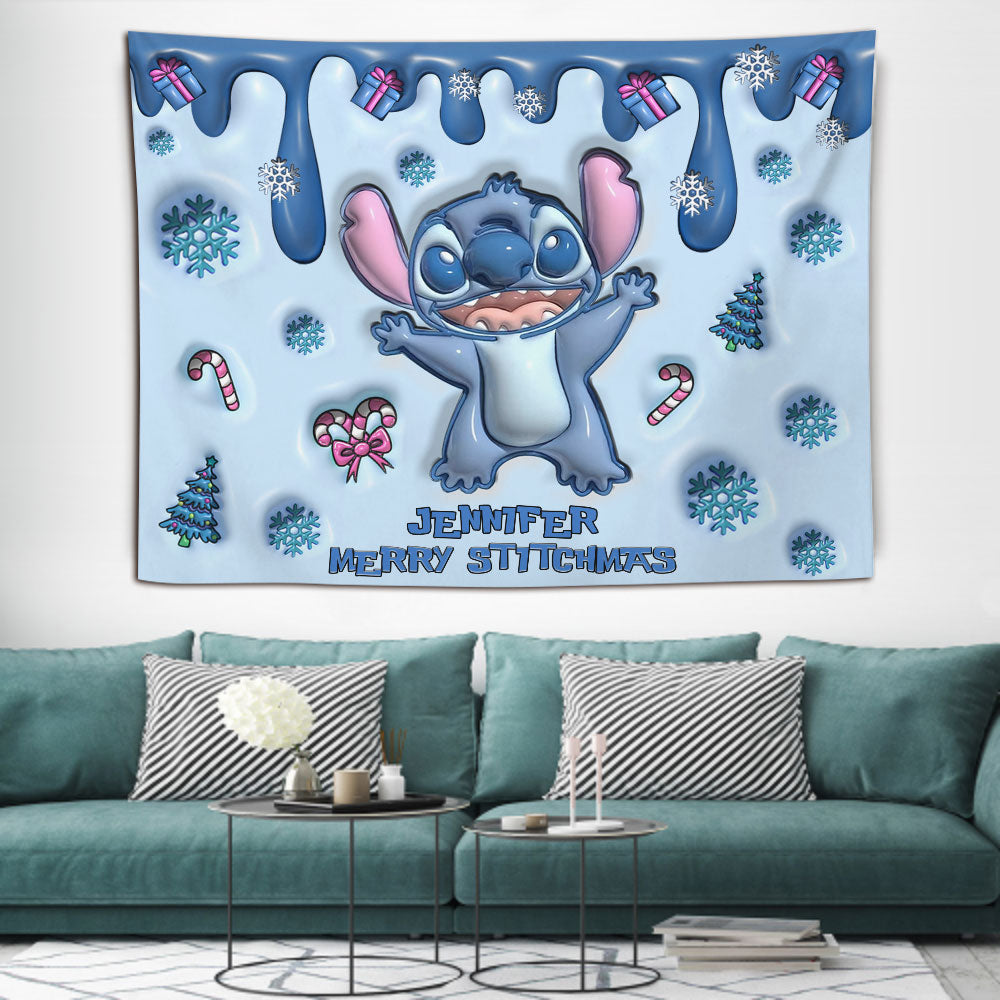 Merry Stitchmas - Personalized Ohana Wall Tapestry