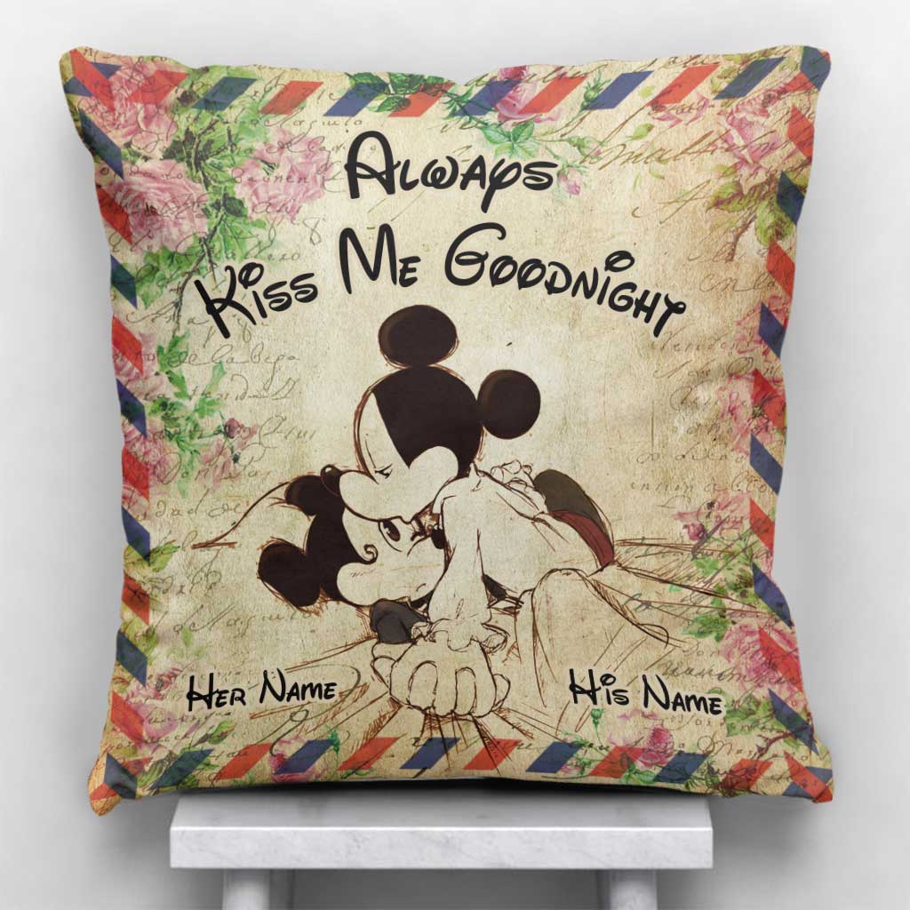 Always Kiss Me Goodnight - Personalized Mouse Throw Pillow