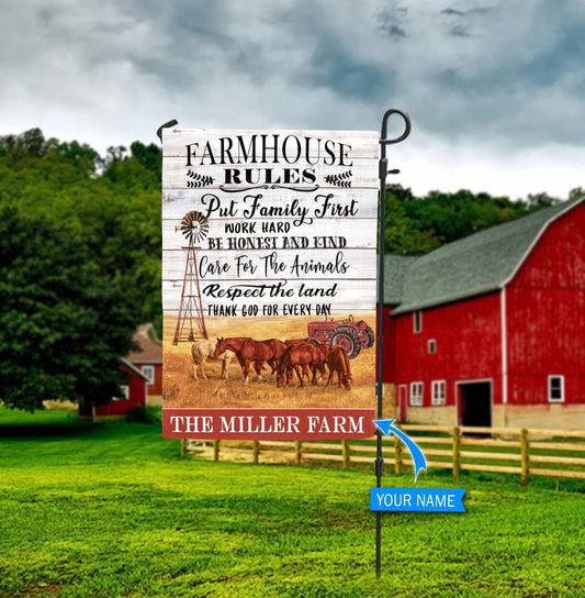 Farmhouse Rule Personalized Horse Garden Flag 0523