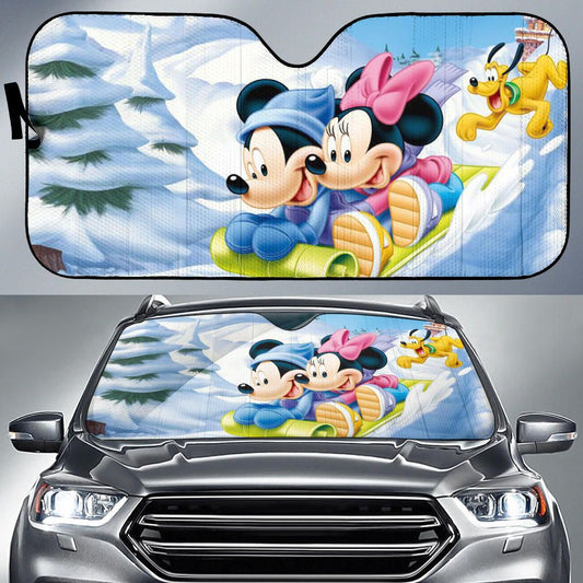 Snow Sled Mouse Car Sunshade 0823