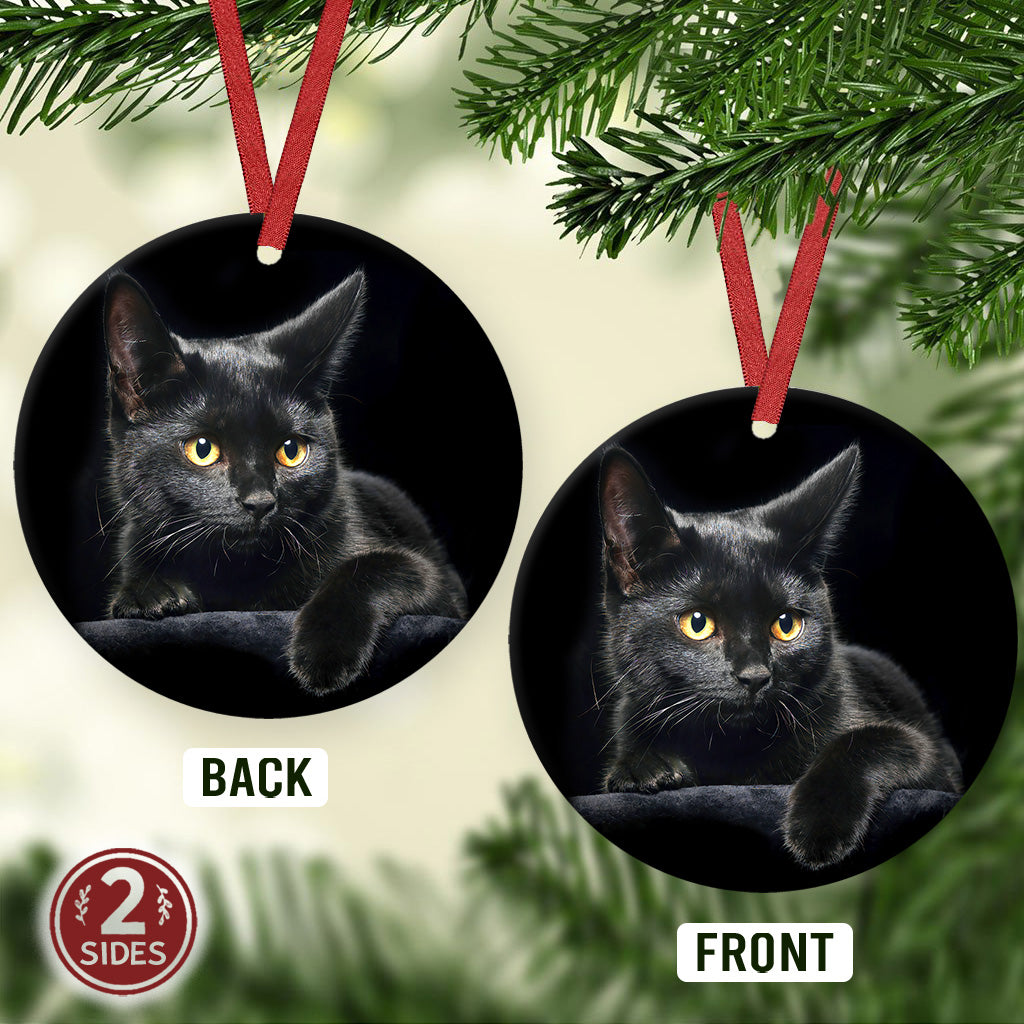 Cute Black Cat - Cat Ornament (Printed On Both Sides) 1022