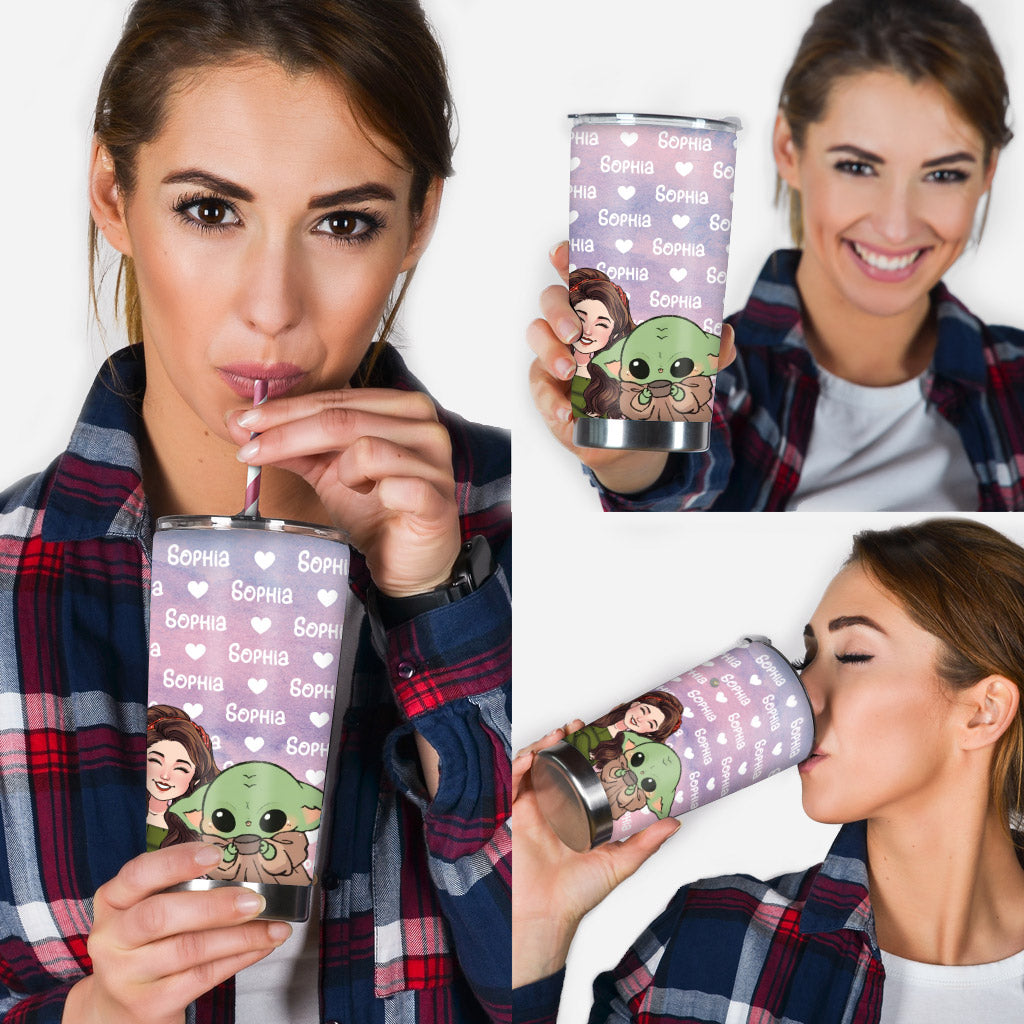 Green The Child Name Pattern - Personalized The Force Tumbler
