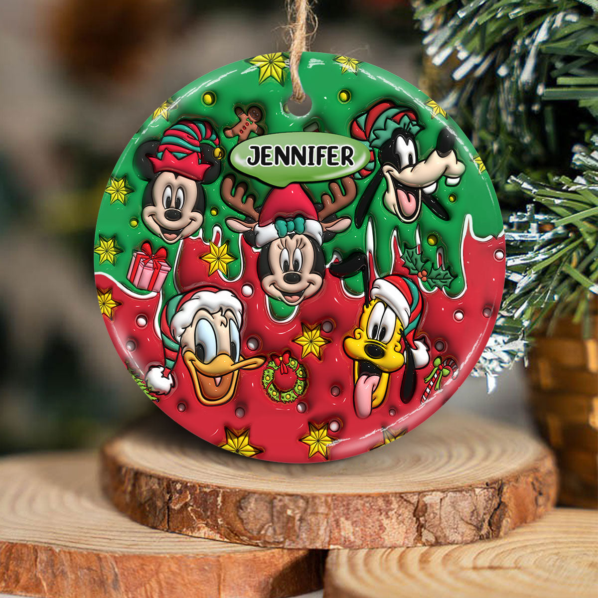Christmas Is Coming - Personalized Mouse Ceramic Circle Ornament