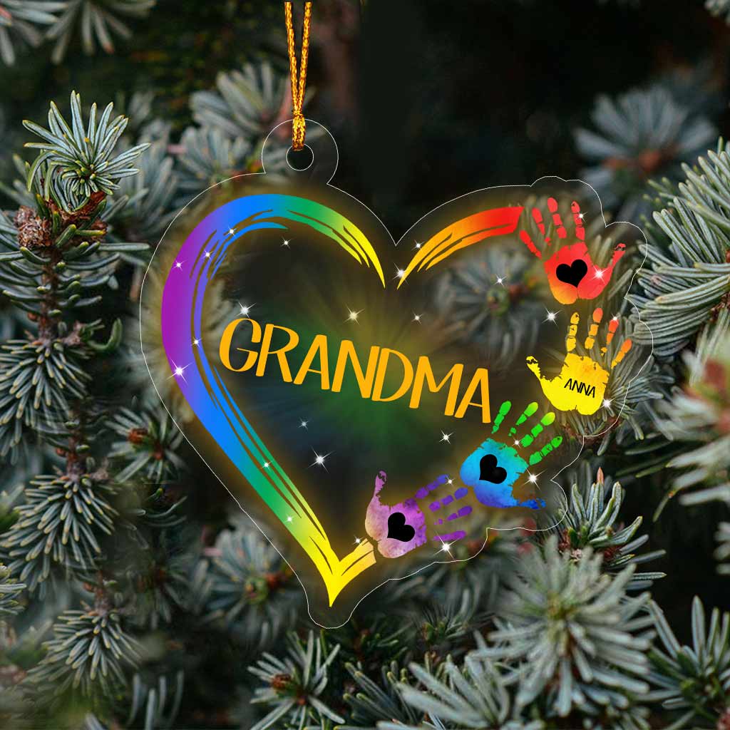 Love Heart Hands - Personalized Grandma Transparent Ornament