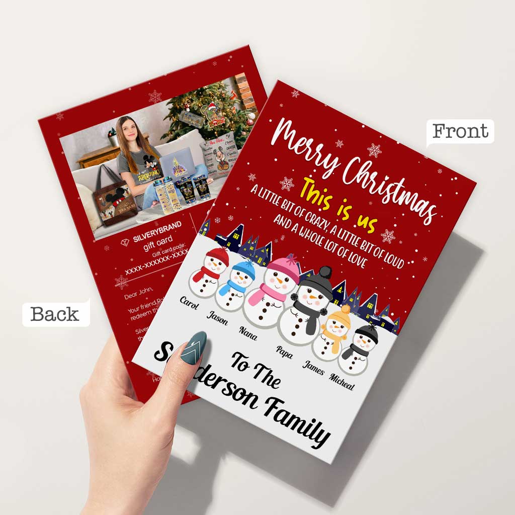 Personalized Greeting Gift Card Cute Snowman