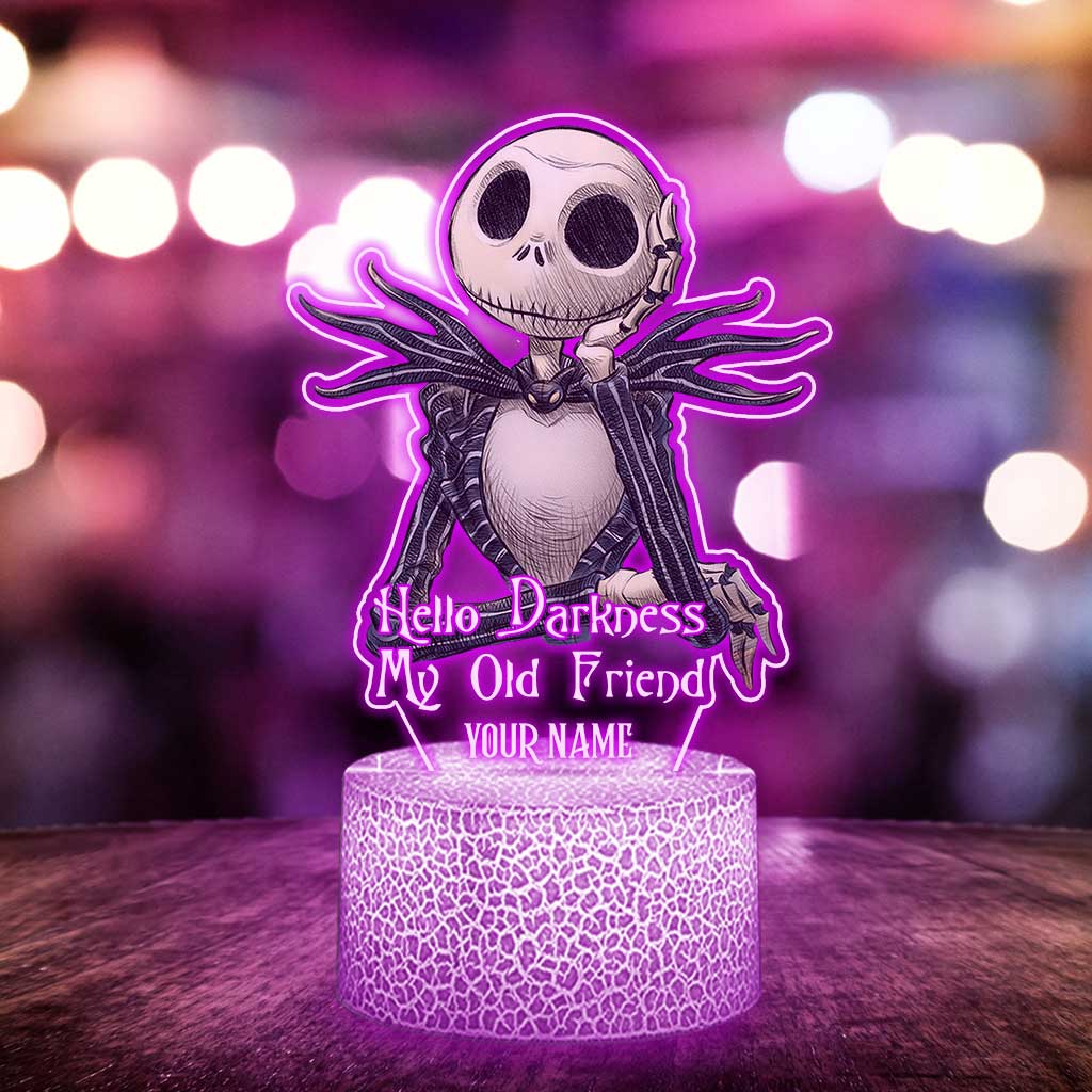 Hello Darkness My Old Friend - Personalized Nightmare Shaped Plaque Light Base