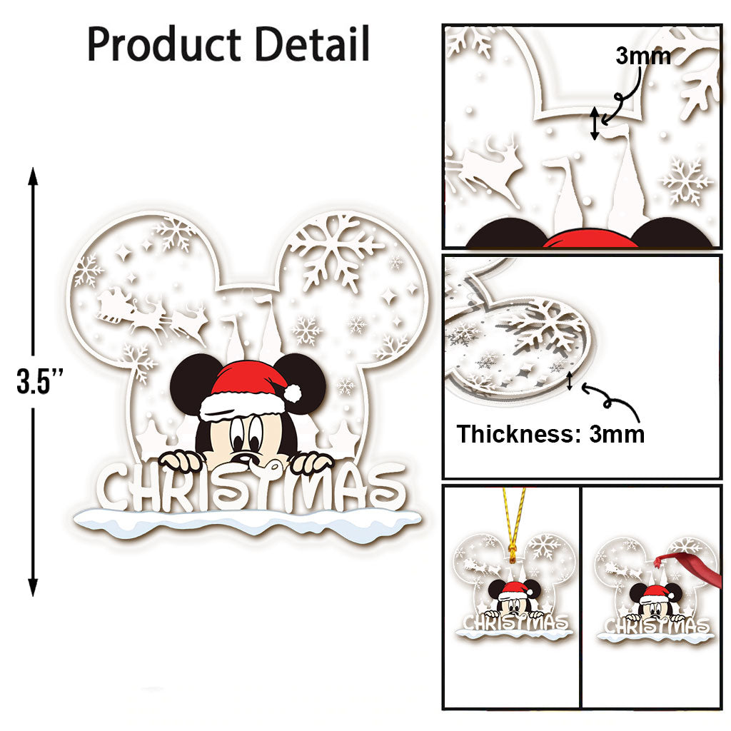 Christmas Mouse Ear - Personalized Transparent Ornament