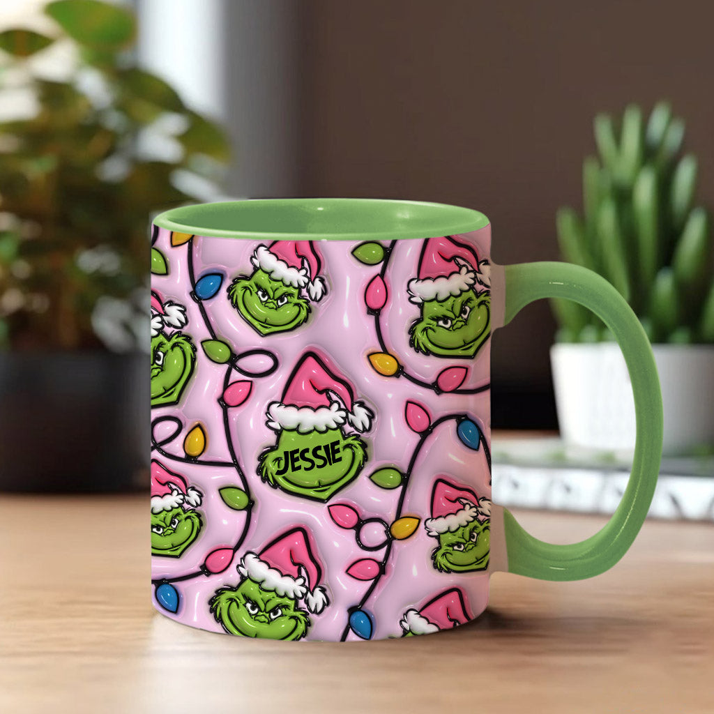 Green & Pink - Personalized Stole Christmas Accent Mug