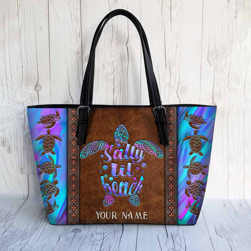 Salty Lil' Beach - Turtle Personalized Leather Bag