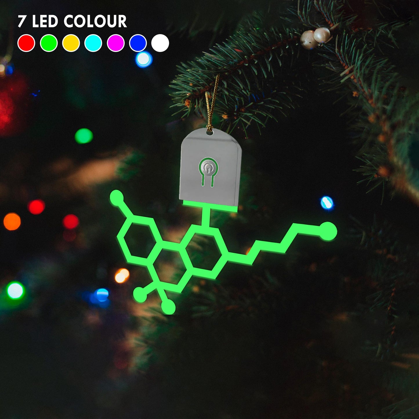 THC Molecule - Christmas Weed Shaped Led Acrylic Ornament