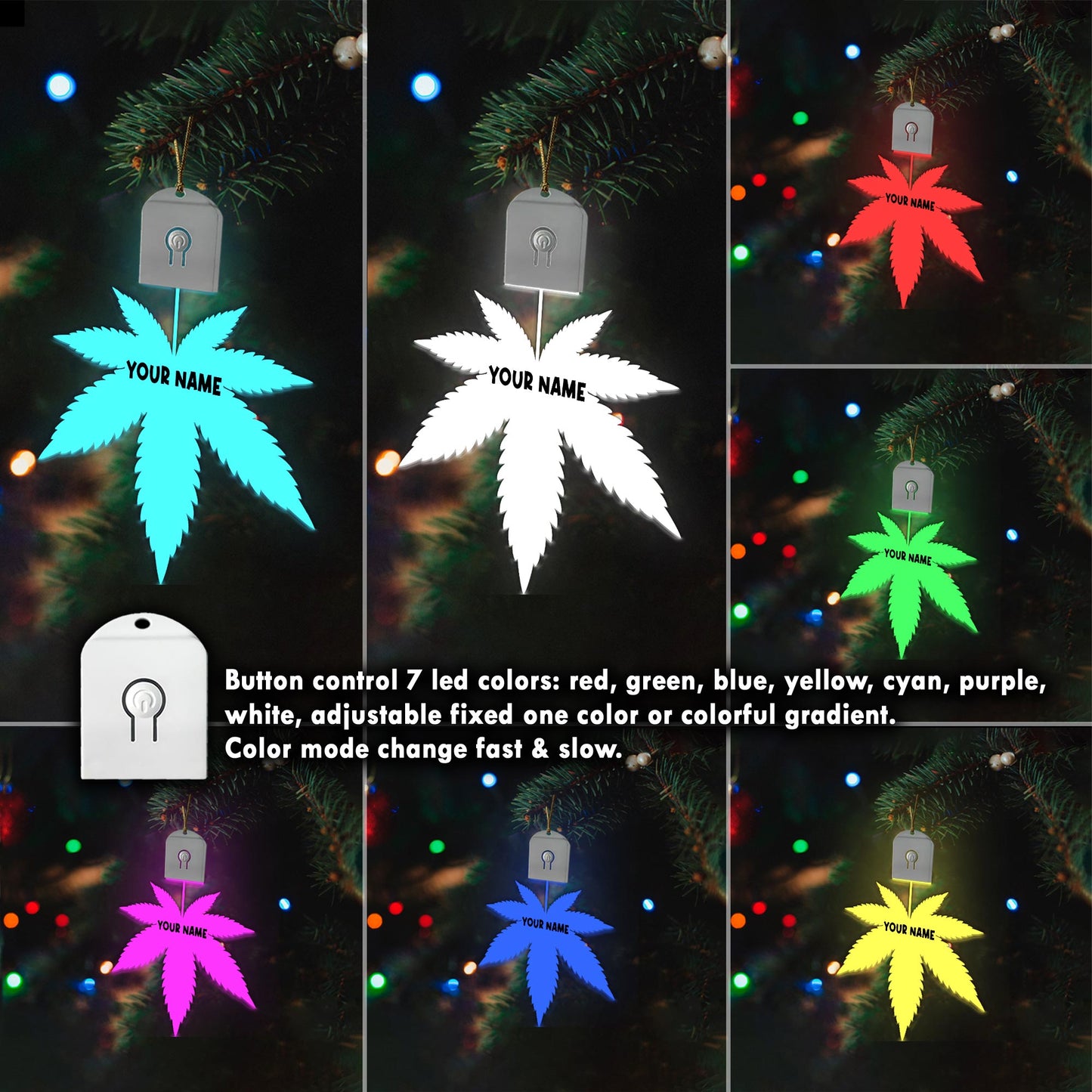 Dope Soul - Personalized Christmas Weed Shaped Led Acrylic Ornament
