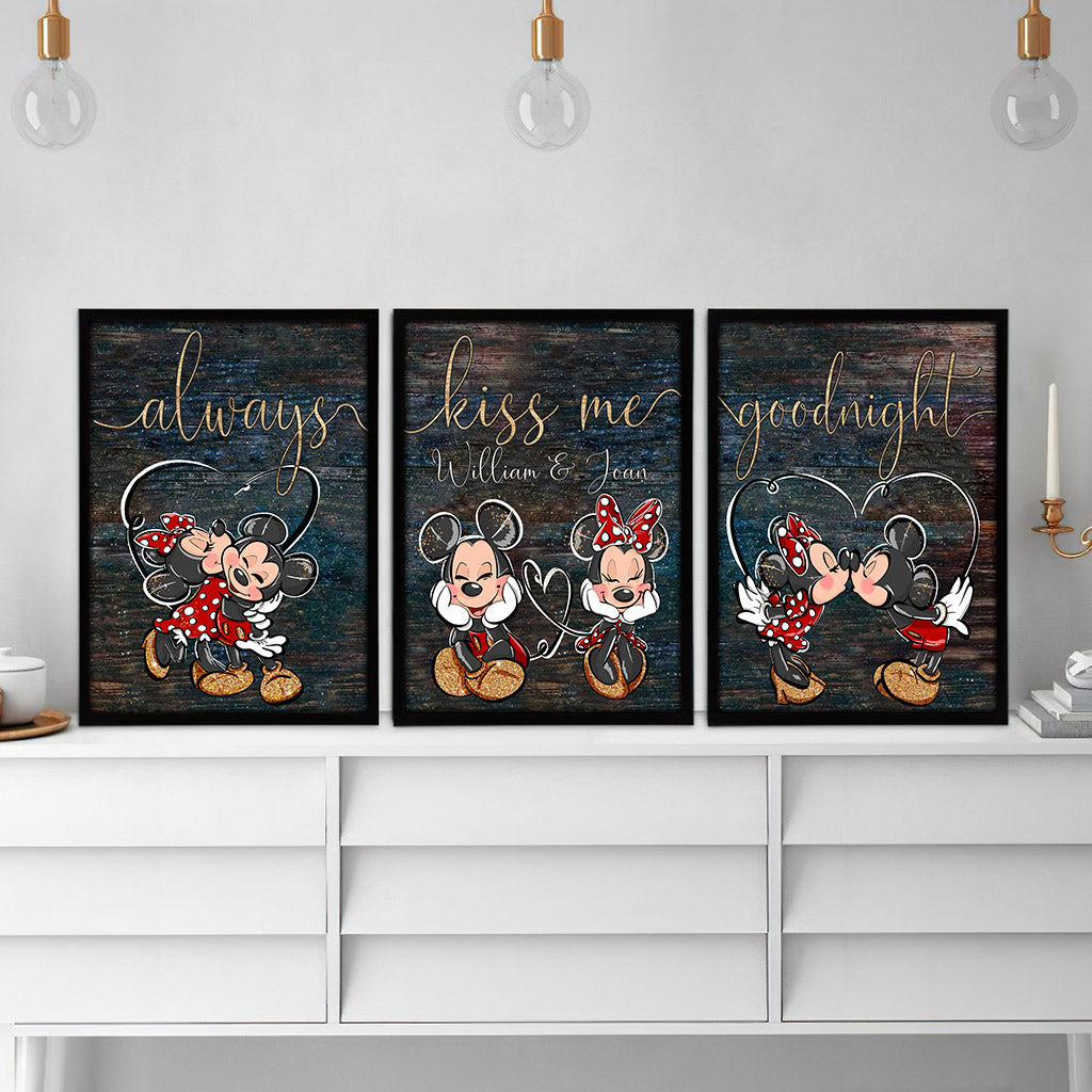 Always Kiss Me Goodnight - Personalized Couple Mouse Poster & Canvas Set