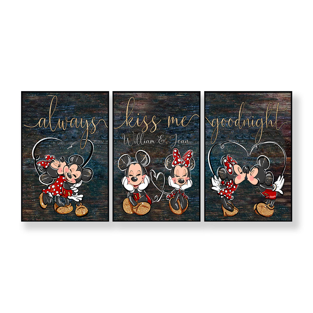 Always Kiss Me Goodnight - Personalized Couple Mouse Poster & Canvas Set
