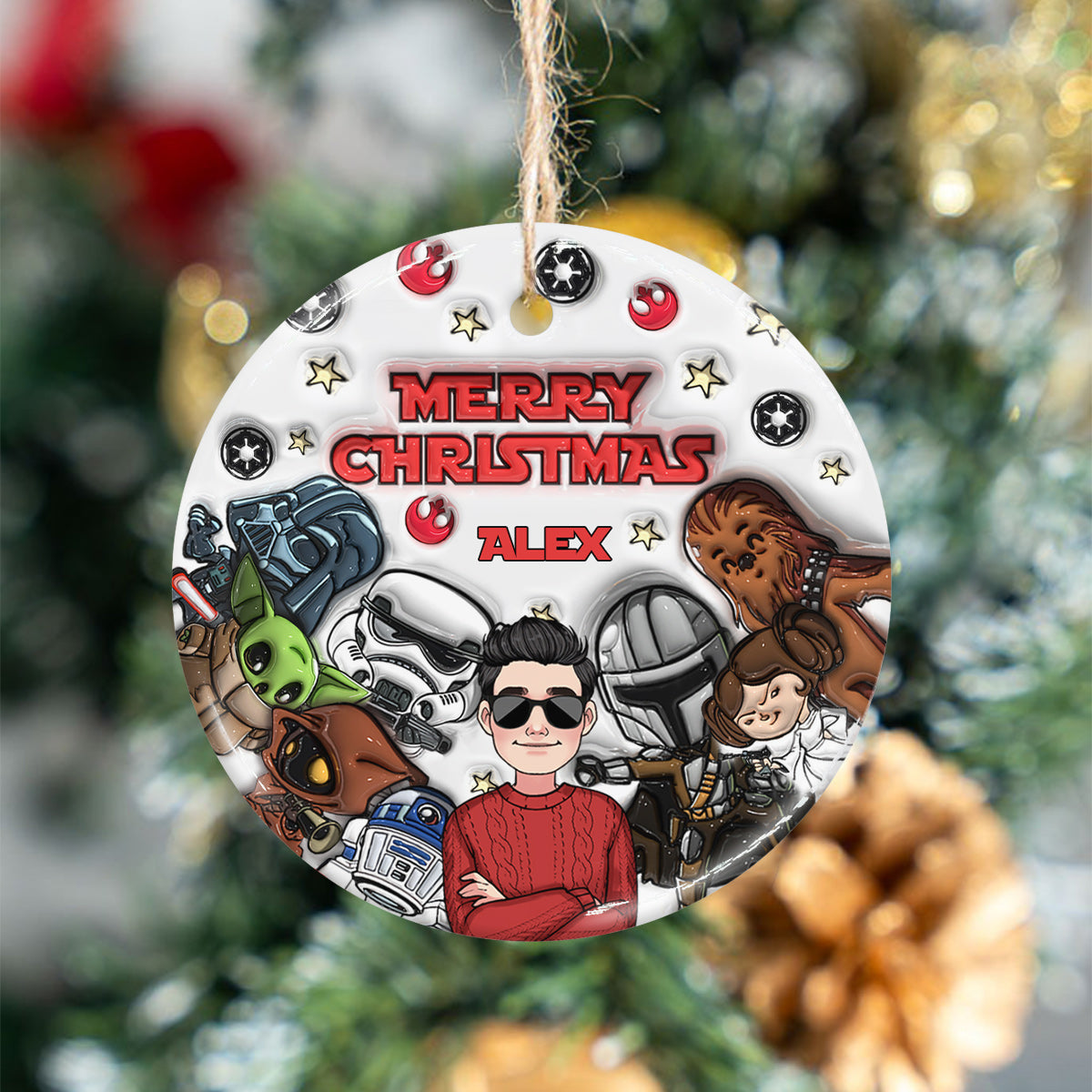 Merry Sithmas - Personalized The Force Ceramic Circle Ornament