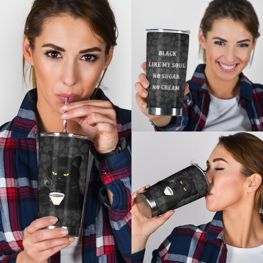 Black No Sugar Cat Tumbler 0622