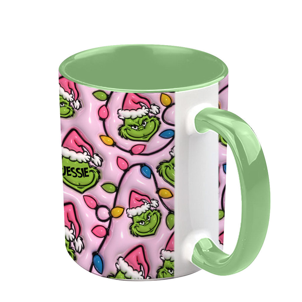 Green & Pink - Personalized Stole Christmas Accent Mug