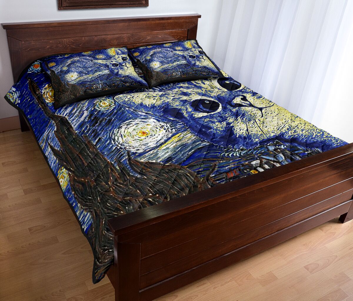 Cat Van Gogh Cat  Quilt Set 0622