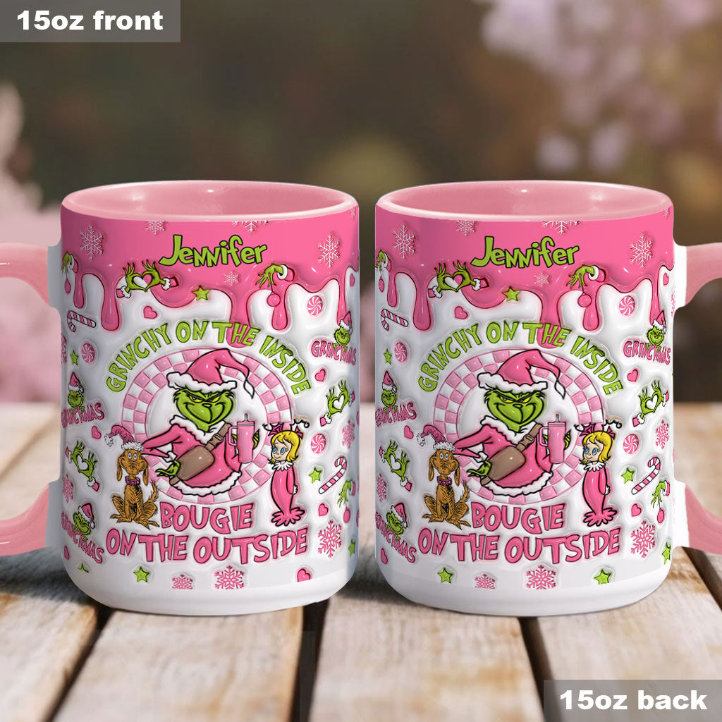 Grinchy On The Inside - Personalized Stole Christmas Accent Mug