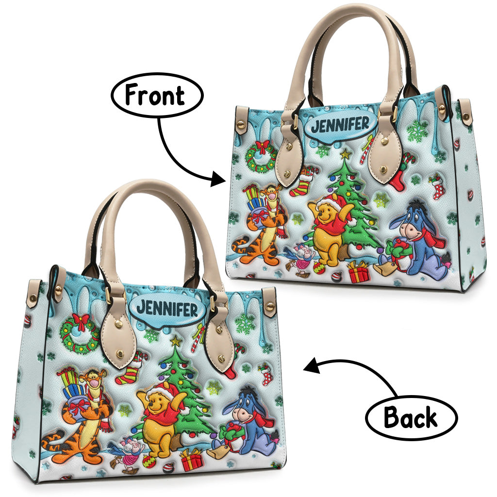 Merry Christmas - Personalized Mouse Leather Handbag