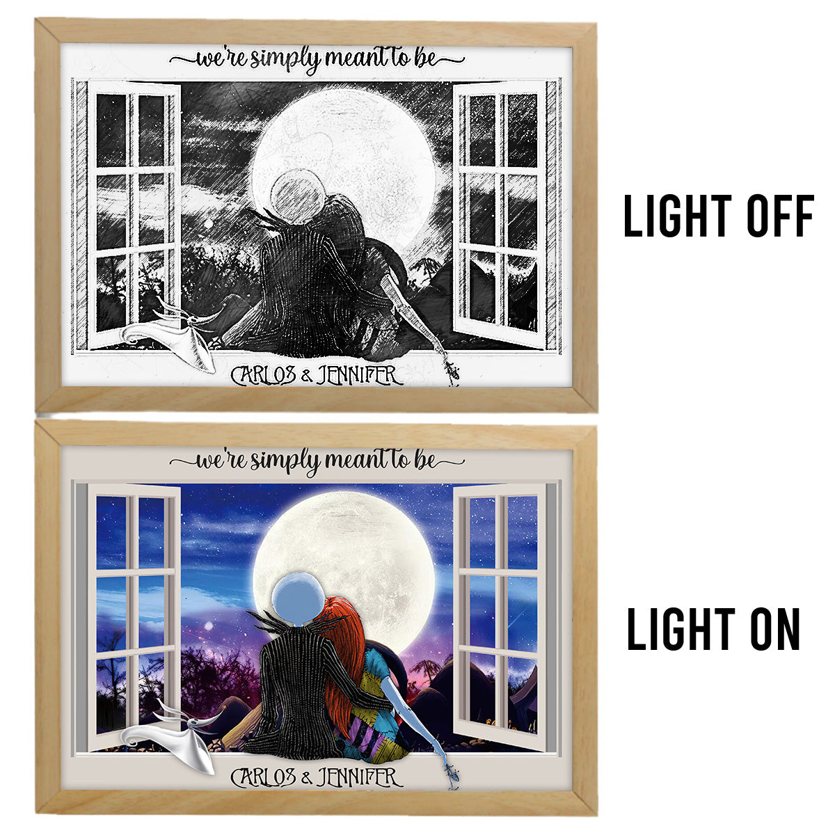 We're Simply Meant To Be Nightmare Couple - Personalized Nightmare Light Photo Frame
