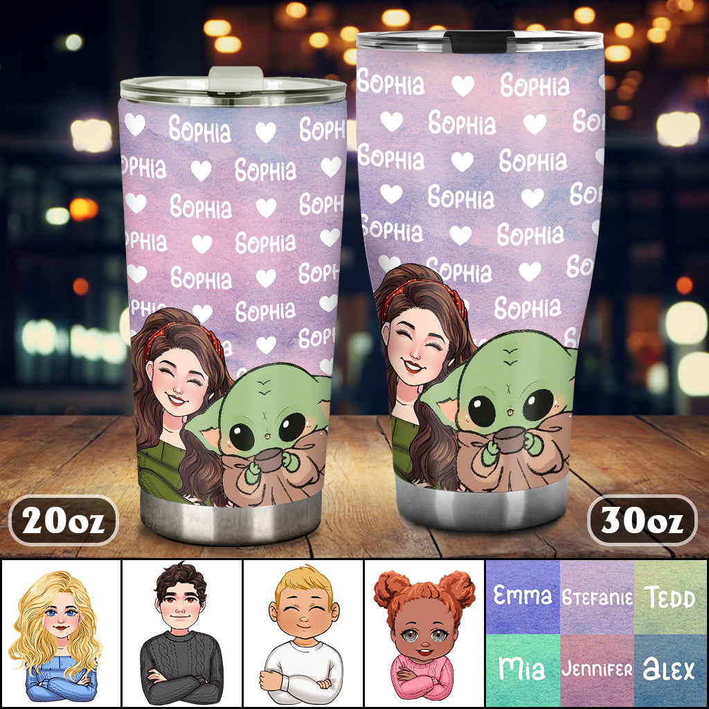 Green The Child Name Pattern - Personalized The Force Tumbler