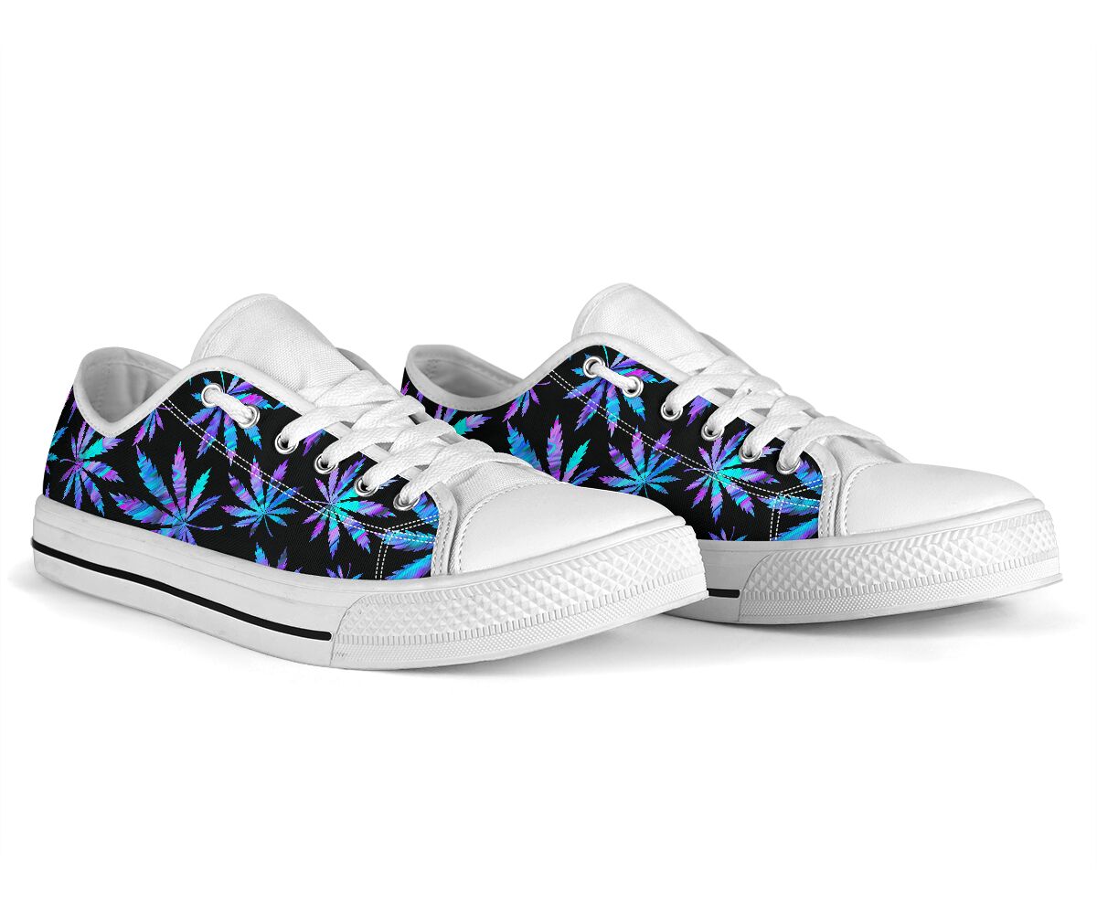 Holographic Leaves Pattern - Weed Low Top Shoes 0822