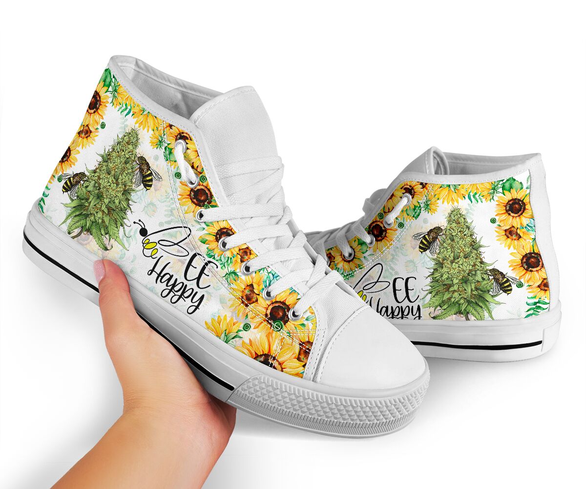 Bee Happy - Weed High Top Shoes 0822