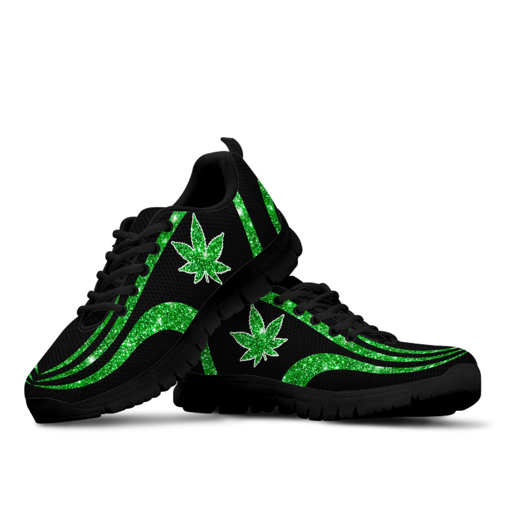 Sparkle Green Leaf - Weed Sneakers 0822