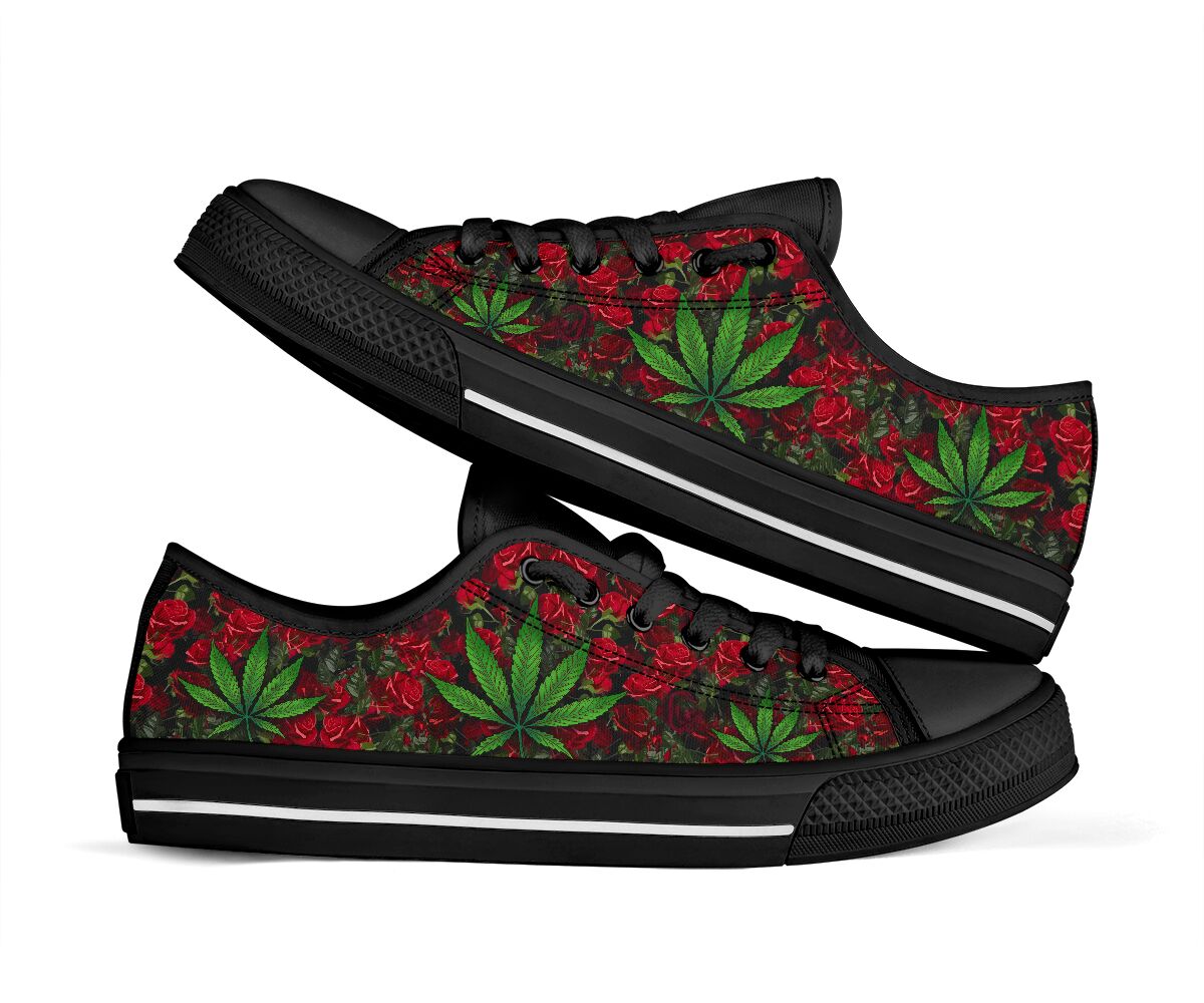 Roses And Leaves - Weed Low Top Shoes 0822