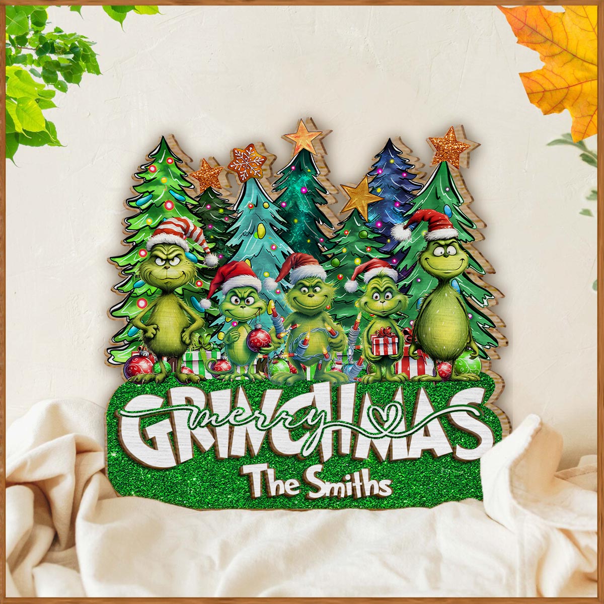 Merry Grinchmas - Personalized Stole Christmas 2 Layered Wood Sign / Wood Plaque