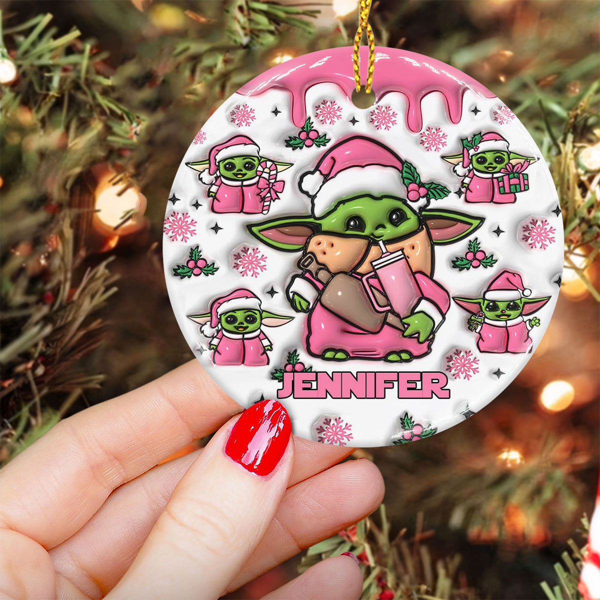 Too Cute I Am The Child Pink - Personalized The Force Ceramic Circle Ornament