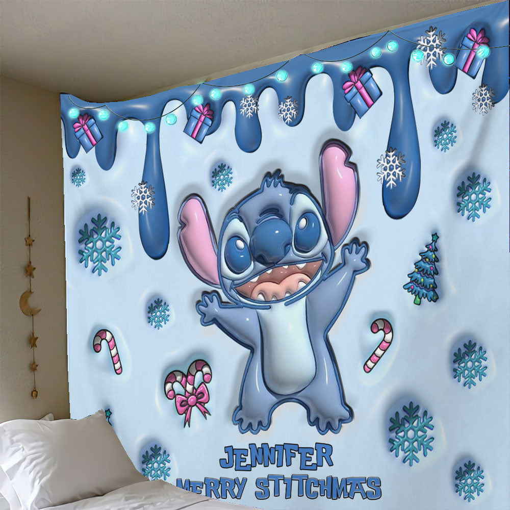Merry Stitchmas - Personalized Ohana Wall Tapestry