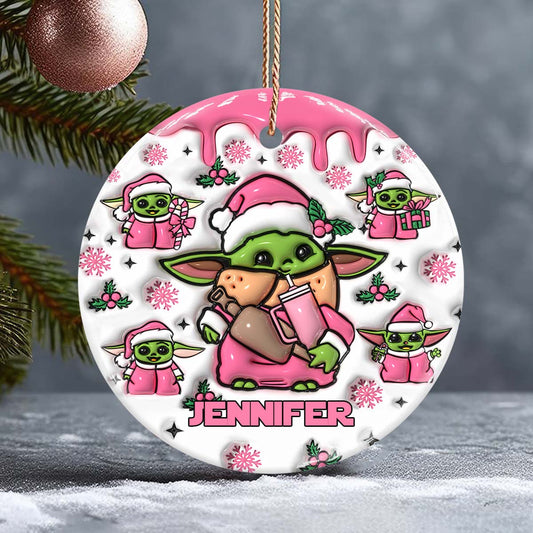 Too Cute I Am The Child Pink - Personalized The Force Ceramic Circle Ornament