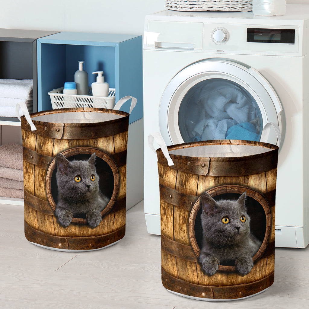 Cat Faux Wood Basket Cat Storage Basket 0622