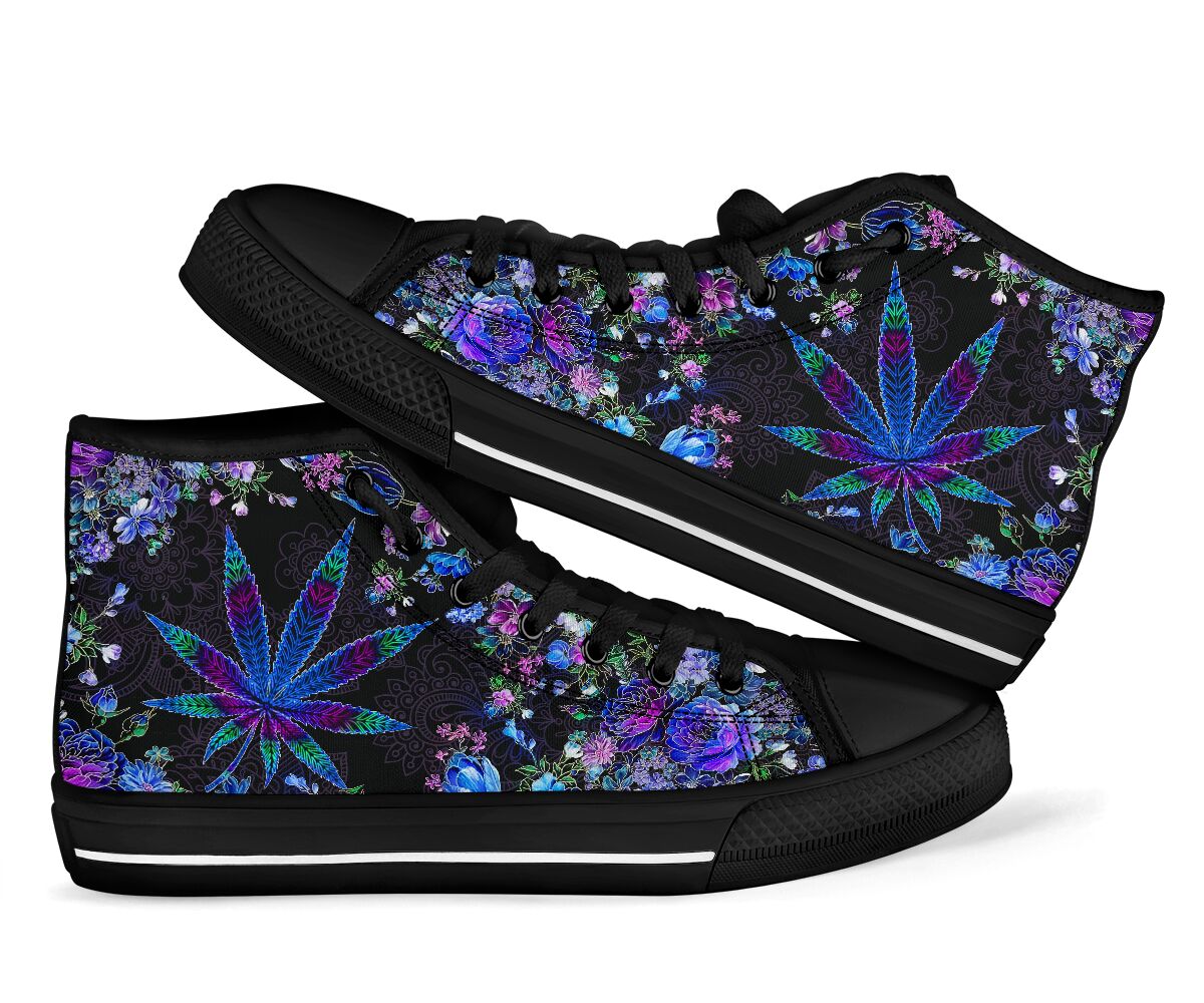Floral Pattern - Weed High Top Shoes 0822