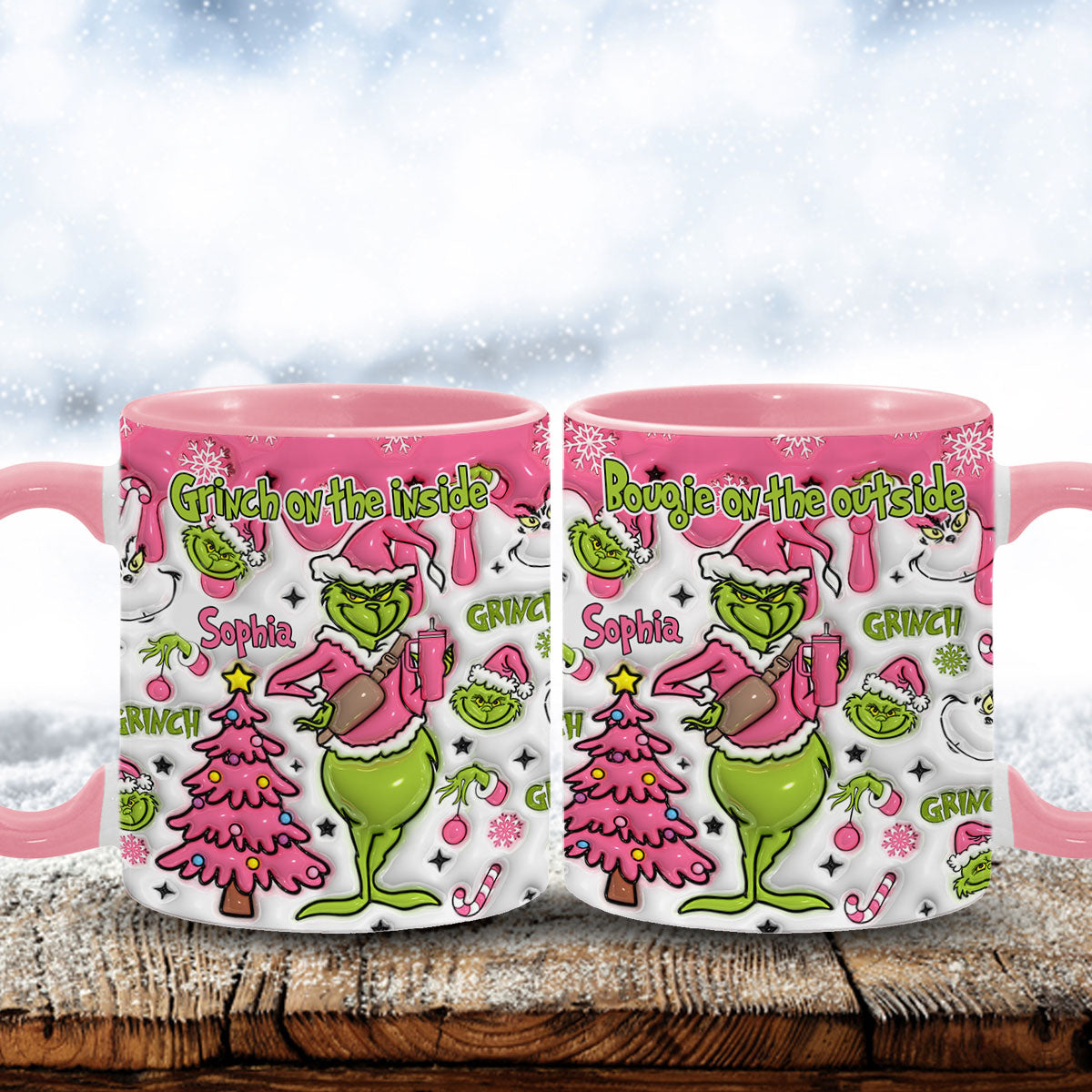 Grinchy On The Inside - Personalized Stole Christmas Accent Mug