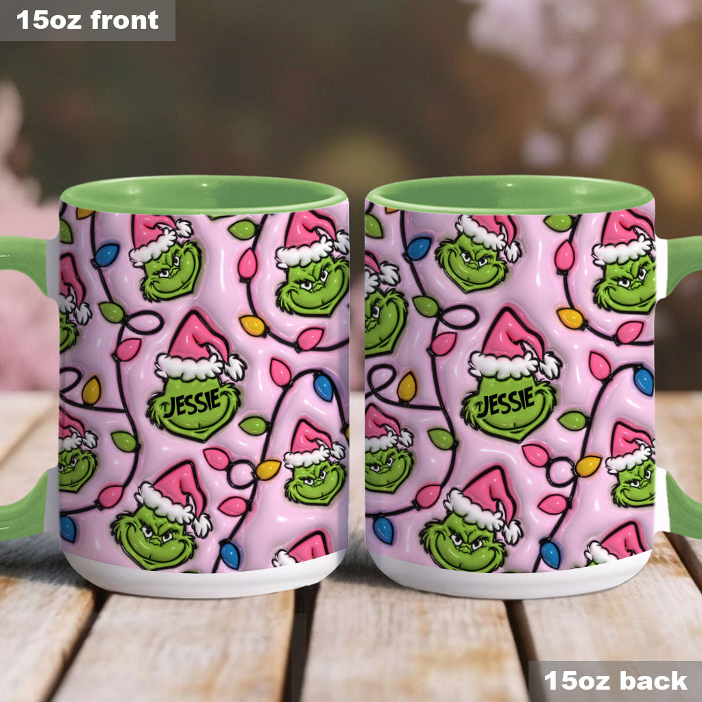 Green & Pink - Personalized Stole Christmas Accent Mug
