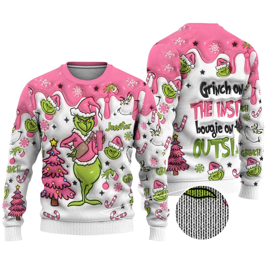 Grinch On The Inside - Personalized Stole Christmas Ugly Sweater