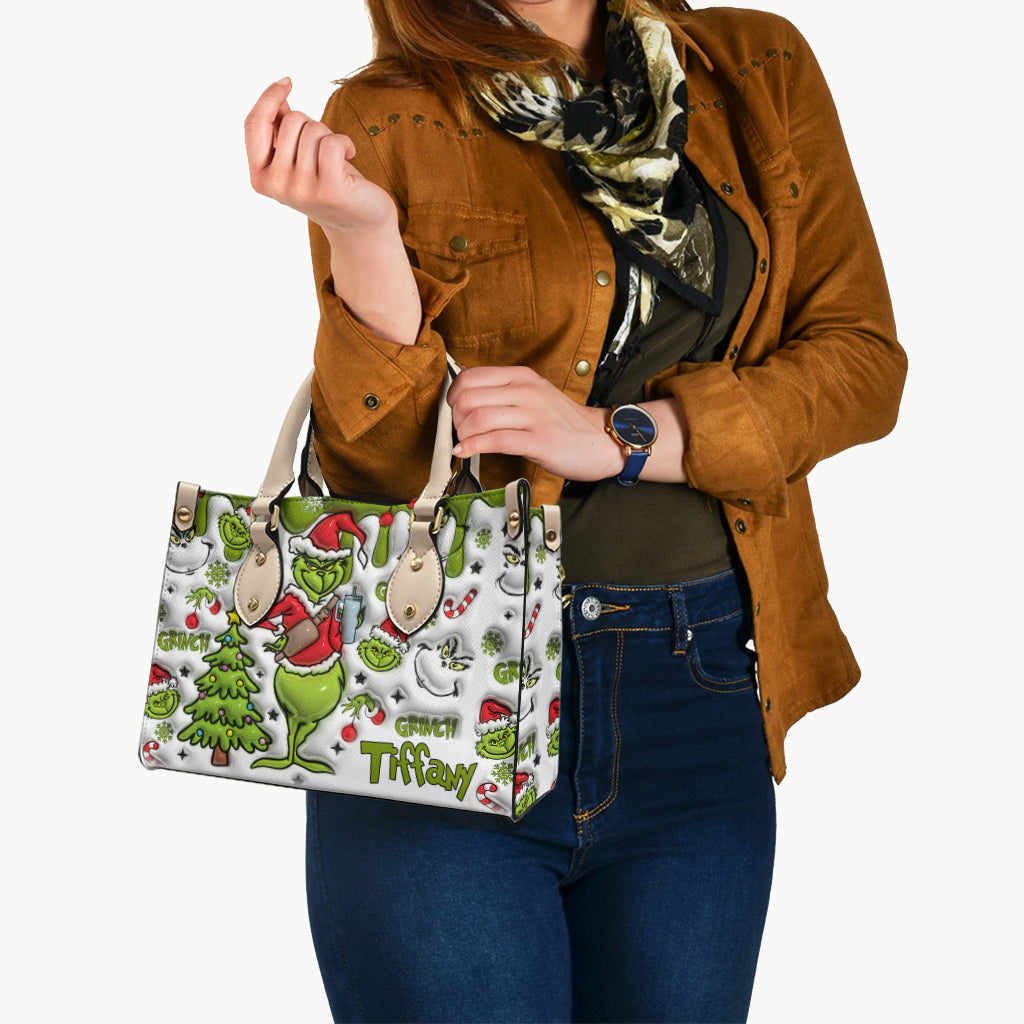 Merry Grinchmas - Personalized Stole Christmas Leather Handbag