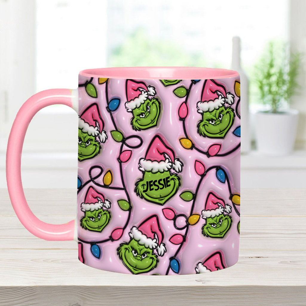 Green & Pink - Personalized Stole Christmas Accent Mug