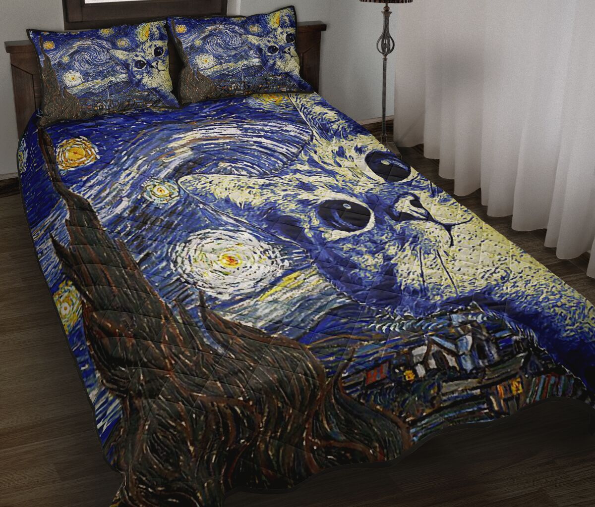 Cat Van Gogh Cat  Quilt Set 0622