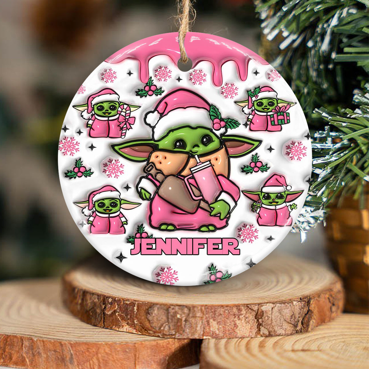 Too Cute I Am The Child Pink - Personalized The Force Ceramic Circle Ornament