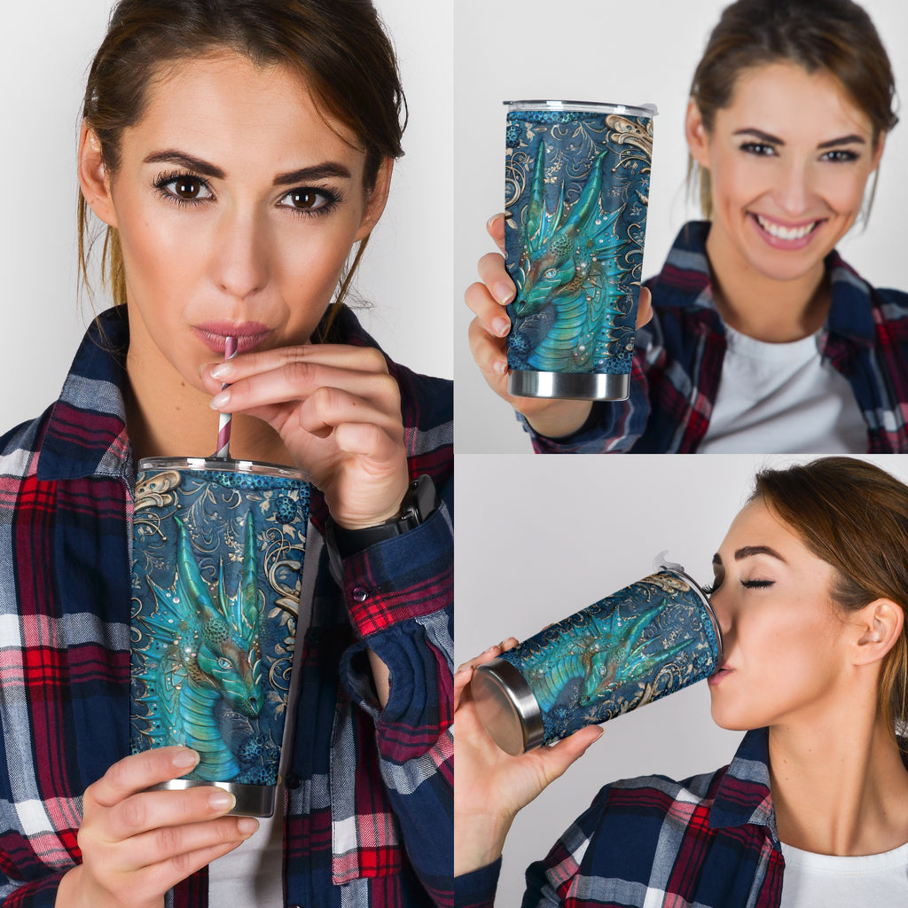 Dragon Metal Pattern Print Dragon Tumbler 0622