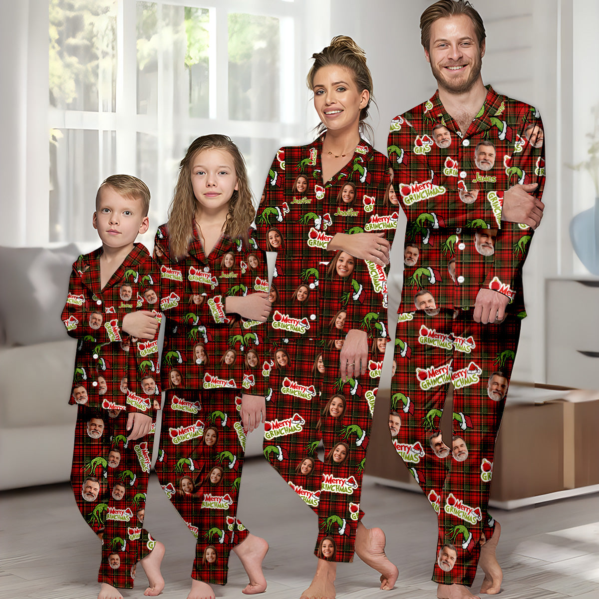 Merry Grinchmas - Personalized Stole Christmas Button Down Pajamas