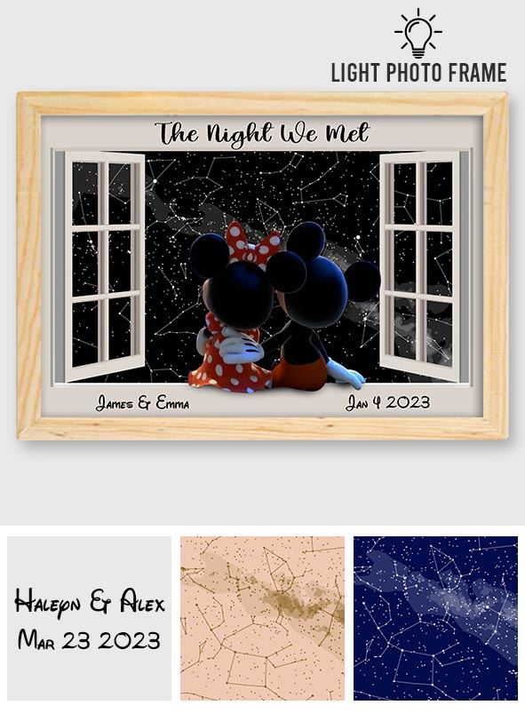 The Night We Met Mouse Ears Couple Night Star Map - Personalized Mouse Light Photo Frame