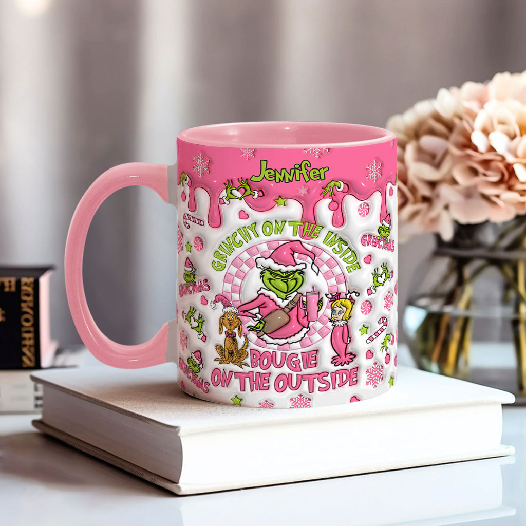 Grinchy On The Inside - Personalized Stole Christmas Accent Mug