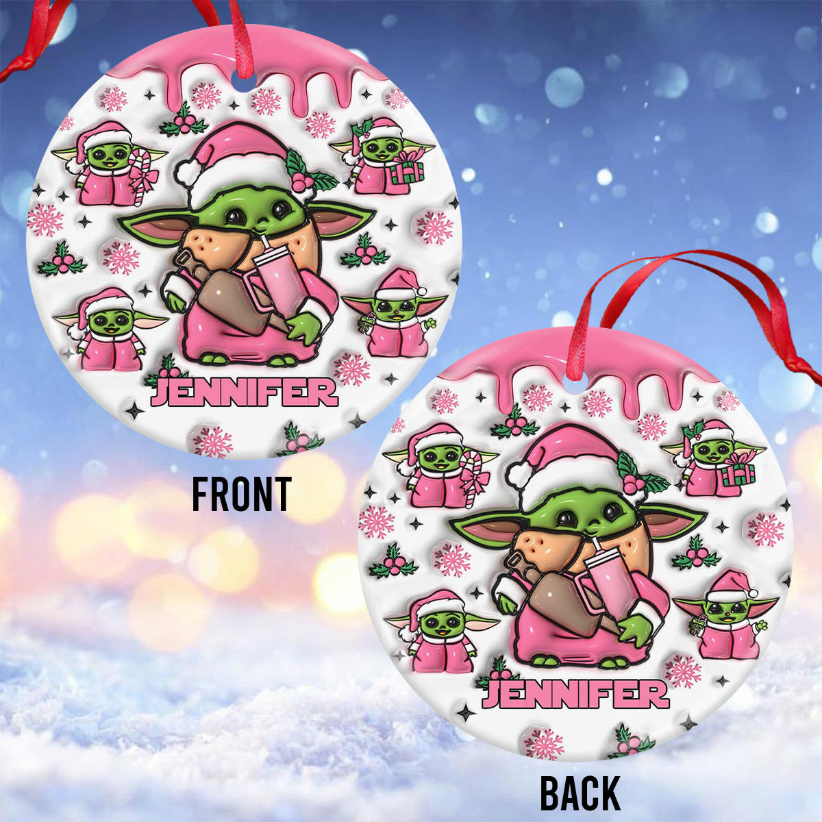 Too Cute I Am The Child Pink - Personalized The Force Ceramic Circle Ornament
